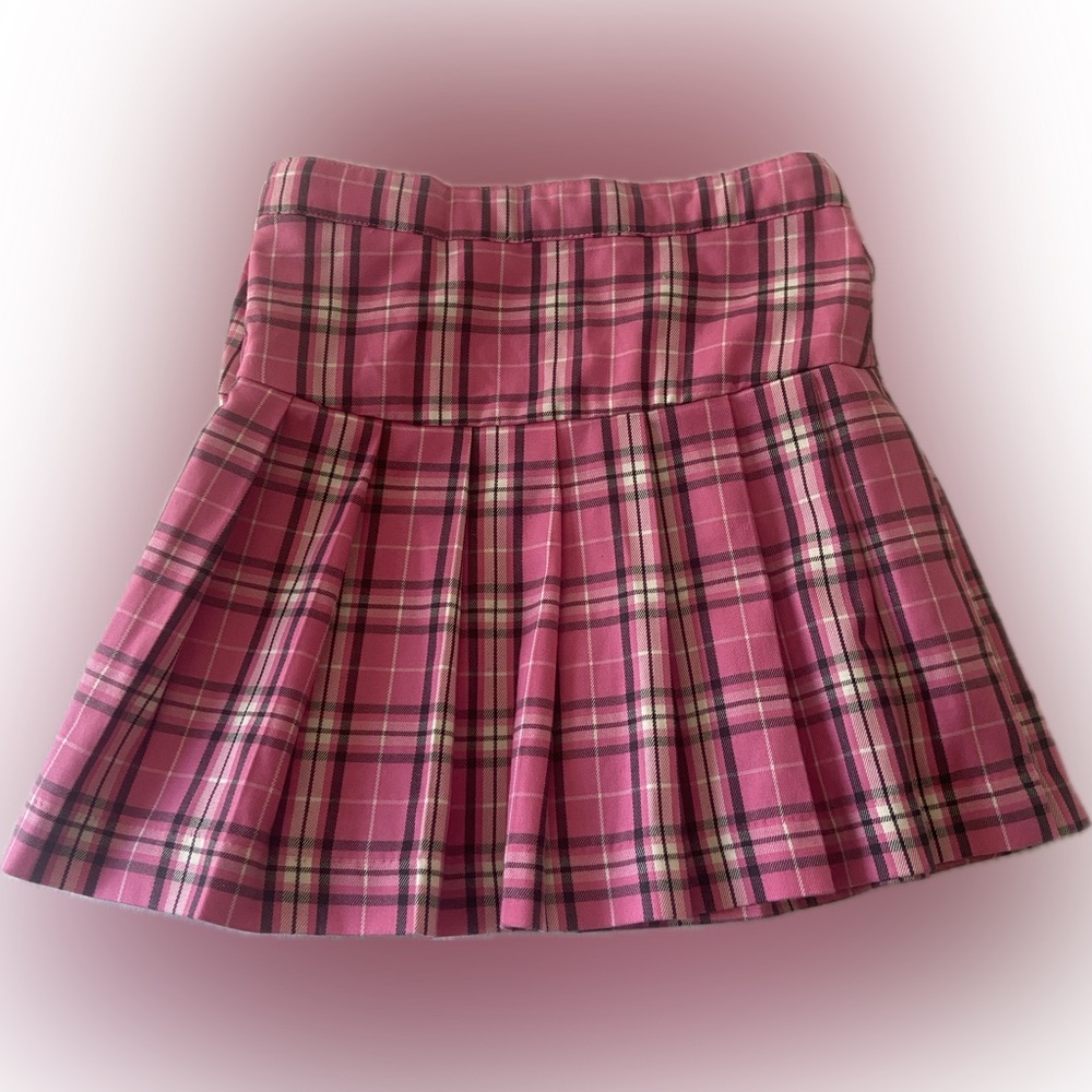 H&M Girls Pink Plaid Skirt-Size 7/8